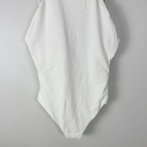 Andie Swim Asbury Rib High Neck One Piece Swimsuit Coca Ivory Medium AO288 - Picture 5 of 8